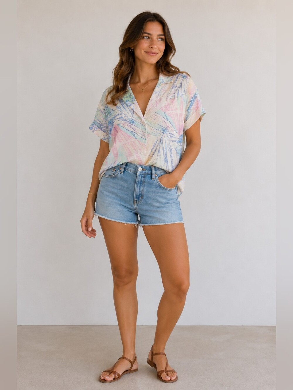 Vintage 70's Cape Cod Matchmate pastel brushstroke-style Print Shirt Size M/L - Picture 1 of 11